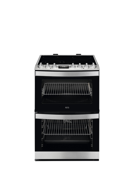 AEG CCB6741ACM Freestanding Ceramic Hob Electric Cooker, Stainless Steel, Stainless Steel