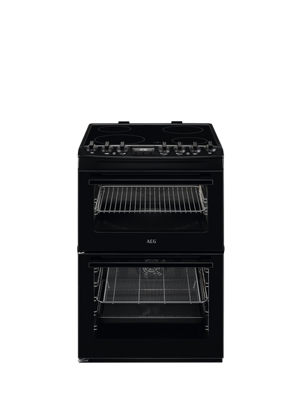 AEG CCX6740ACB Freestanding Ceramic Hob Electric Cooker, Black, Black