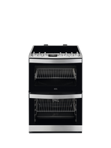 AEG CIB6743ACM Freestanding Double Oven Induction Hob Cooker, Stainless Steel