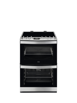 AEG CIB6743ACM Freestanding Double Oven Induction Hob Cooker, Stainless Steel, Stainless Steel