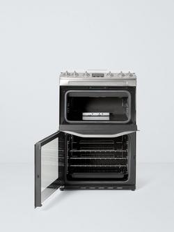 John Lewis JLFSGC61M Freestanding Gas Hob Cooker, Stainless Steel - view 2, Stainless Steel