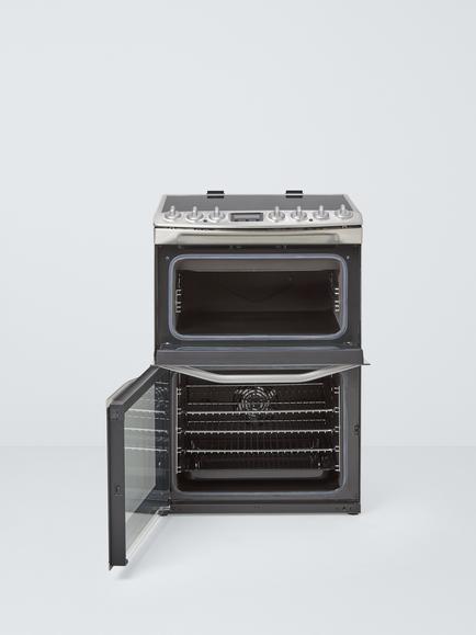 John Lewis JLFSIC62M Freestanding Induction Hob Electric Double Oven, Stainless Steel - view 2, Stainless Steel