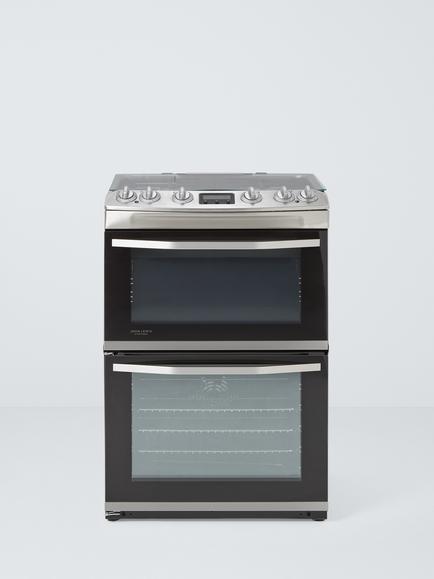 John Lewis JLFSMC62M Freestanding Gas Hob Dual Fuel Double Oven, Stainless Steel, Stainless Steel