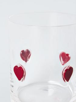 John Lewis Heart Icon Glass Tumbler, 365ml, Clear/Red - view 2, Clear/Red