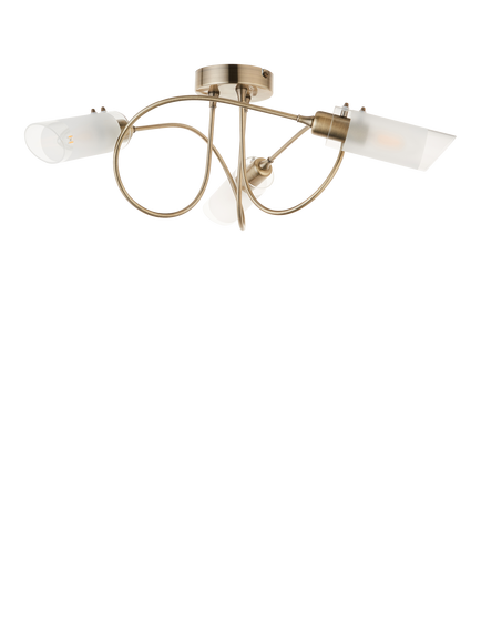 John Lewis Limbo 3 Arm Semi Flush Ceiling Light, Brass - view 2, Brass