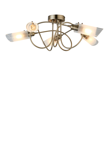 John Lewis Limbo Semi Flush 5 Arm Ceiling Light, Brass
