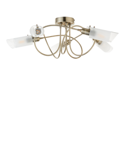 John Lewis Limbo 5 Arm Semi Flush Ceiling Light, Brass - view 2, Brass