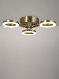 John Lewis Boyd LED 3 Arm Semi Flush Ceiling Light, Brass, Brass