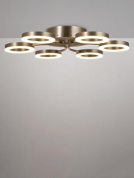 John Lewis Boyd 6 Arm Semi Flush Ceiling Light, Brass, Brass