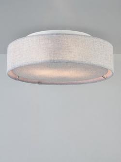John Lewis Samantha Linen Semi Flush Ceiling Light, Grey, Grey