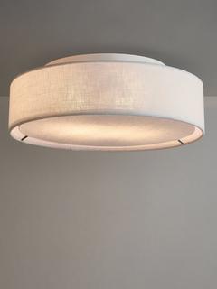 John Lewis Samantha Linen Flush Ceiling Light, White