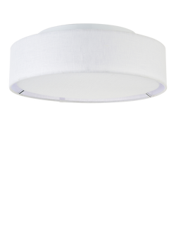 John Lewis Samantha Linen Flush Ceiling Light, White - view 2, White
