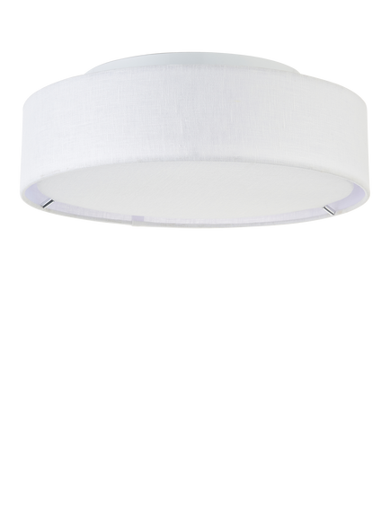John Lewis Samantha Linen Flush Ceiling Light, White - view 2, White