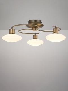 John Lewis Tameo 3 Arm Flush Ceiling Light, Brass