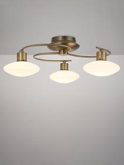 John Lewis Tameo LED Semi Flush 3 Arm Ceiling Light, Chrome, Brass
