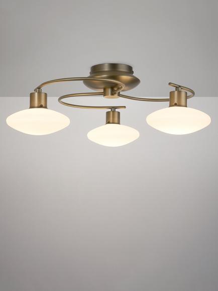 John Lewis Tameo LED Semi Flush 3 Arm Ceiling Light, Chrome, Brass