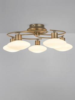 John Lewis Tameo 5 Arm Flush Ceiling Light, Chrome, Brass