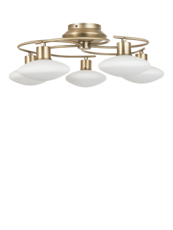 John Lewis Tameo 5 Arm Flush Ceiling Light, Chrome - view 2, Brass