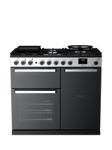 Rangemaster Edge Deluxe EDDL100DFGBLK/CM1 100cm Dual Fuel Range Cooker with Gas Hob, Black