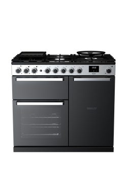 Rangemaster Edge Deluxe EDDL100DFGBLK/CM1 100cm Dual Fuel Range Cooker with Gas Hob, Black, Black