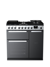 Rangemaster Edge Deluxe EDDL90DFGBLK/CM1 90cm Dual Fuel Range Cooker with Gas Hob, Black