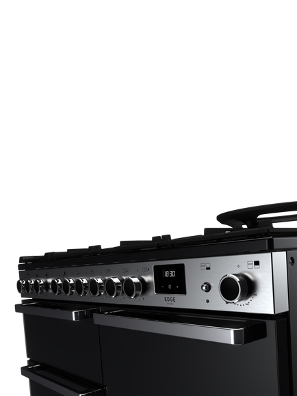 Rangemaster Edge Deluxe EDDLO110DFGBLK/CM1 110cm Dual Fuel Range Cooker with Gas Hob, Black - view 2, Black
