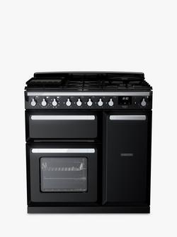 Rangemaster Estel Deluxe ESDL90DFPGBL/CM1 90cm Dual Fuel Range Cooker with Gas Hob, Black, Black