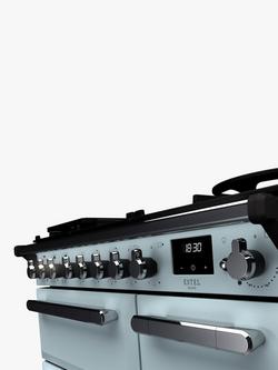 Rangemaster Estel Deluxe ESDL90DFPMSB/CM1 90cm Dual Fuel Range Cooker with Gas Hob, Misty Blue - view 2, Misty Blue