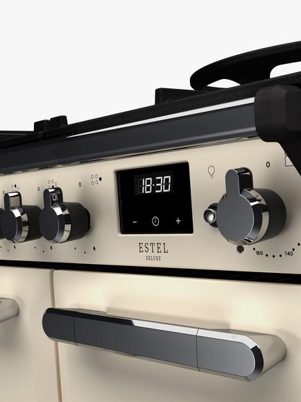 Rangemaster Estel Deluxe ESDL90DFPPCR/CM1 90cm Dual Fuel Range Cooker with Gas Hob, Pale Cream - view 2, Pale Cream