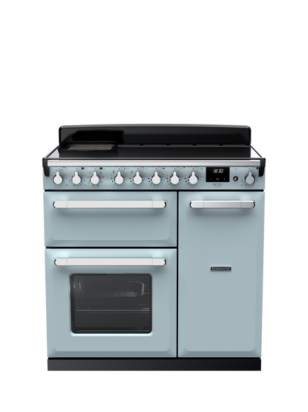 Rangemaster Estel Deluxe ESDL90EIPMSB/CM1 90cm Electric Range Cooker with Induction Hob, Misty Blue, Misty Blue