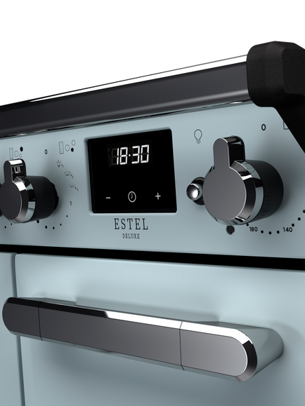 Rangemaster Estel Deluxe ESDL90EIPMSB/CM1 90cm Electric Range Cooker with Induction Hob, Misty Blue - view 2, Misty Blue