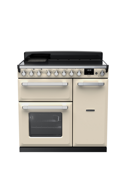 Rangemaster Estel Deluxe ESDL90EIPPCR/CM1 90cm Electric Range Cooker with Induction Hob, Pale Cream, Pale Cream