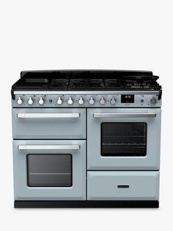 Rangemaster Estel Deluxe ESDLO110DFPMSB/CM1 110cm Dual Fuel Range Cooker with Gas Hob, Misty Blue, Misty Blue