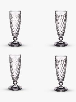 Villeroy & Boch Boston Stemmed Champagne Glass Flute, Set of 4, 120ml, Clear