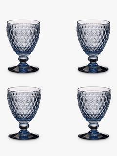 Villeroy & Boch Boston Stemmed Water Glass, Set of 4, 250ml, Blue