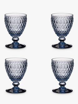 Villeroy & Boch Boston Stemmed Water Glass, Set of 4, 250ml, Blue