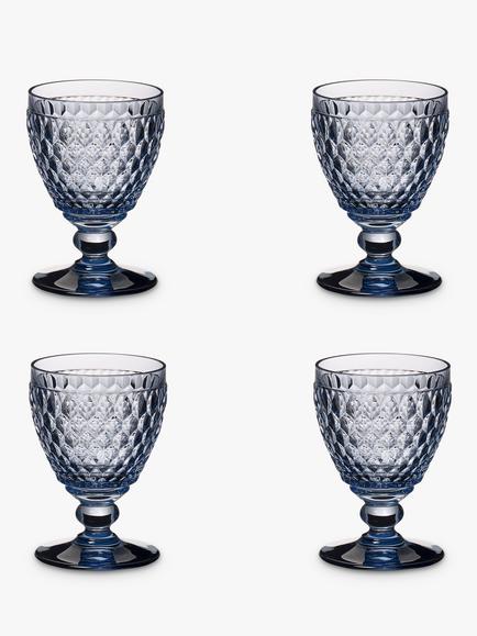Villeroy & Boch Boston Stemmed Water Glass, Set of 4, 250ml, Blue
