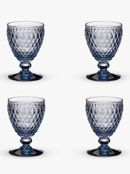 Villeroy & Boch Boston White Wine Goblet Glass, Set of 4, 120ml, Blue