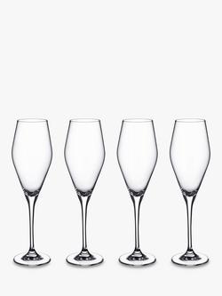 Villeroy & Boch La Divina Champagne Glass Flute, Set of 4, 120ml, Clear, Clear