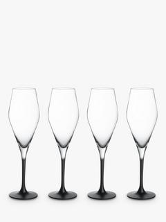 Villeroy & Boch Manufacture Rock Champagne Glass Flute, Set of 4, 120ml, Clear/Black