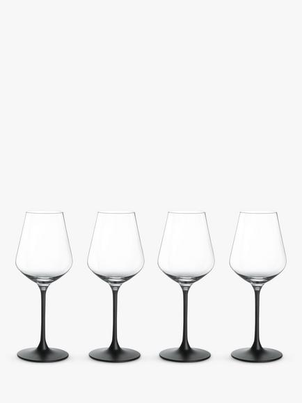 Villeroy & Boch Manufacture Rock Red Wine Glass, Set of 4, 200ml, Clear/Black, Clear/Black