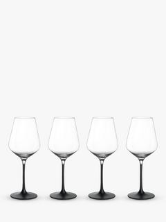 Villeroy & Boch Manufacture Rock White Wine Glass, Set of 4, 120ml, Clear/Black