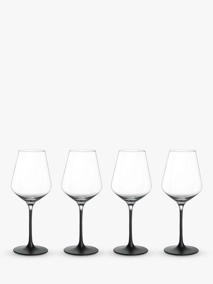 Villeroy & Boch Manufacture Rock White Wine Glass, Set of 4, 120ml, Clear/Black, Clear/Black