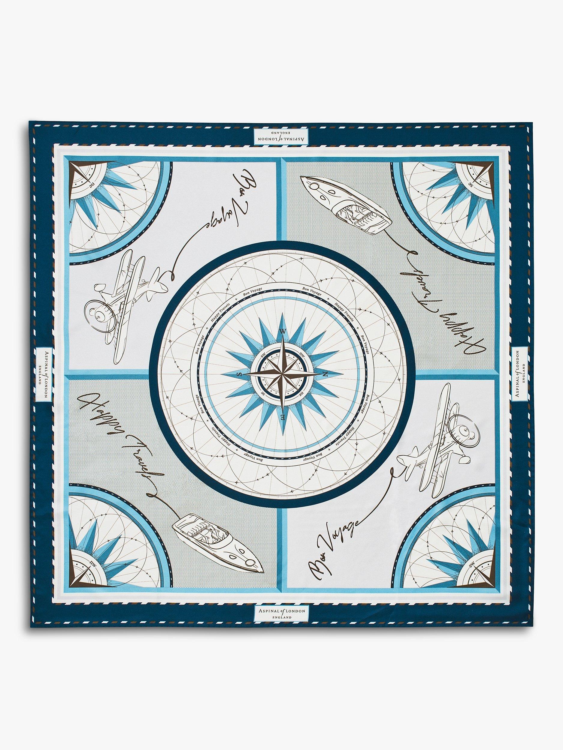 Aspinal of London Travel Silk Scarf, Navy/Multi