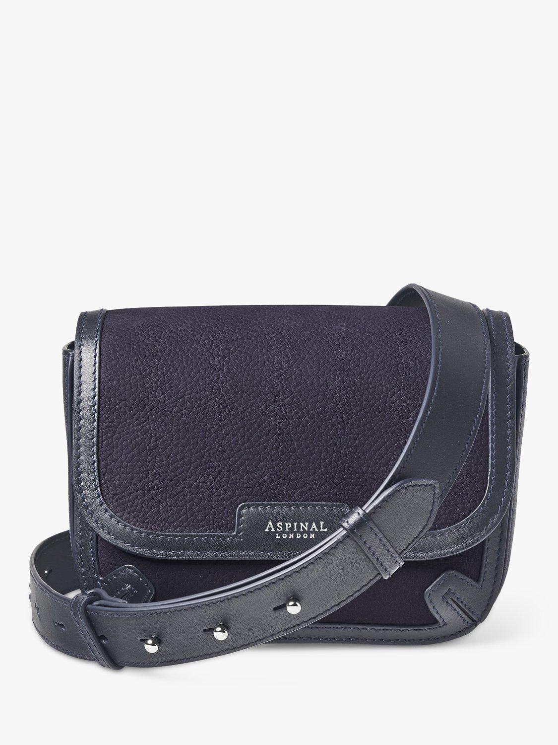 Aspinal of London Ella Nubuck Cross Body Bag, Navy