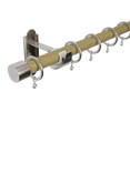 John Lewis Wooden Curtain Pole with Metal Finial, Dia.28mm,, Light Oak & Nickel
