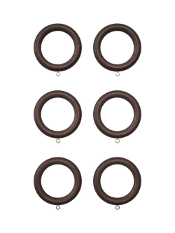 John Lewis Wooden Curtain Rings, Dia.35mm, Pack of 6 - view 2, Brown