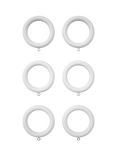 John Lewis Wooden Curtain Rings, Dia.35mm, Pack of 6, White