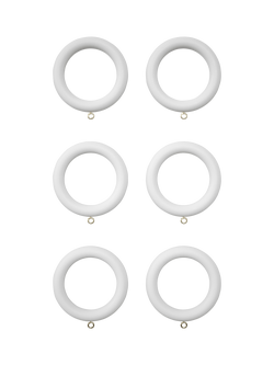John Lewis Wooden Curtain Rings, Dia.35mm, Pack of 6 - view 2, White