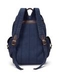 Ralph Lauren Leather Trim Canvas Backpack, Navy/Dark Brown